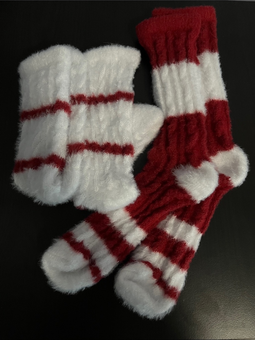 $3 Add-On New Women's Socks Fuzzy Stripe Cozy Accessories Winter Loungewear
